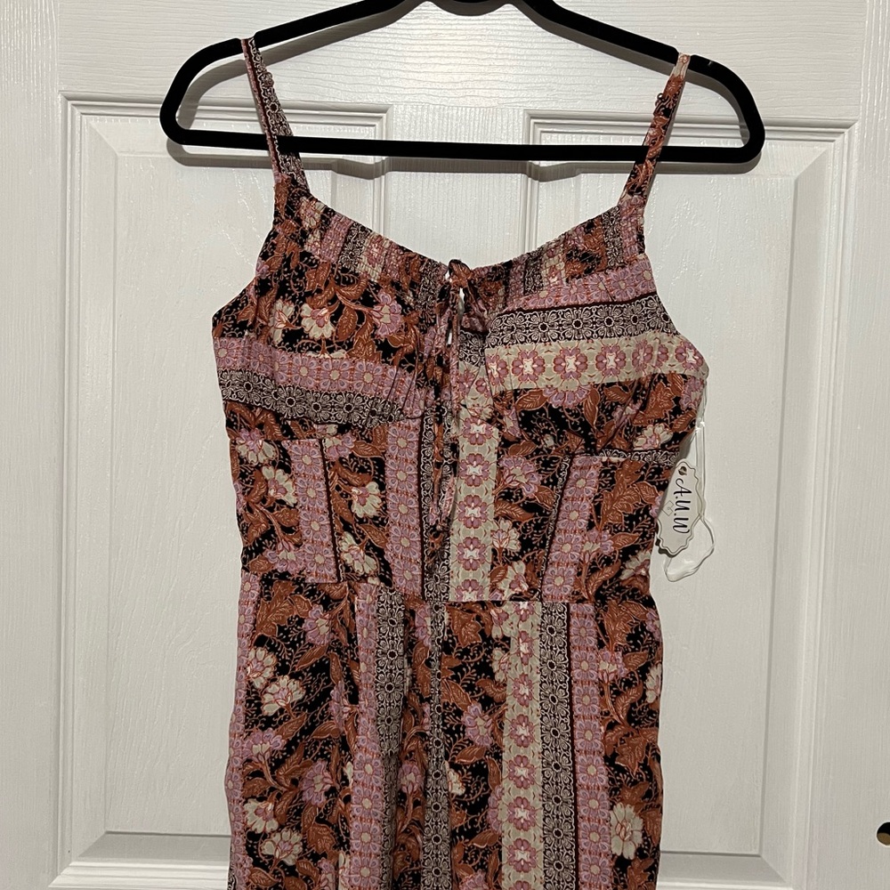 💗 *NEW* A.U.W. - Womena Bohemian Pink and Brown Full Length Jumpsuit - Picture 2 of 11